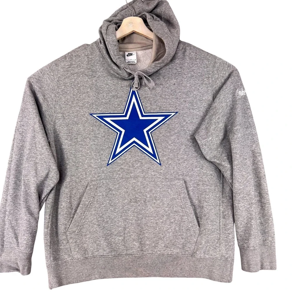 Dallas Cowboys Hoodie Pullover Mens Large Gray NFL Football‎ Fleece Nike